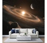 Papier Peint Panoramique Galaxie Cosmos Planètes Murale 390x260cm | 3D Espace Fantastique Tapisserie Murales Papier Peint Intissé pour Chambre Salon Décor Fond TV, Poster Tableaux Photo Muraux