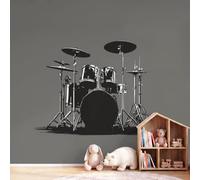 Papier Peint Panoramique Gris anthracite Moderne 450x315cm Poster | Murale,Papier Peint Panoramique Intissé Paysage Musique Instruments de musique Batterie pour Salon Chambre Tête de lit