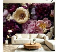 Papier Peint Panoramique Gros Plan Fleur de Pivoine Portrait Art Taille Personnalisée 350 x 256 cm Pour Salon Chambre Décoration Murale, Chambre Chambre D'Enfant Gros Plan Floral RéalisteViolet