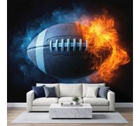 Papier Peint Panoramique Intissé 150x105cm Sports, Rugby Flammes Chambre Gaming Adolescents Papier Peint Photo, Pour Salon Chambre Chambre D'Enfant Décoration Murale