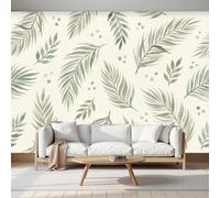 Papier Peint Panoramique Intissé Bohème Botanique 450x315cm Papier Peint Photo,Aquarelle Feuilles De Palmier Fresque Murale Affiche Géante Pour Salon Chambre Chambre D'Enfant Décoration Murale