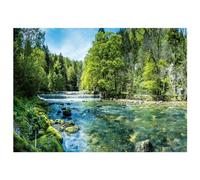 Papier Peint Panoramique Intissé Cascade Foret 400x280 cm - Colle Inclus - Chambre et Salon - Moderne Papier Peint