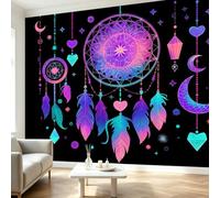 Papier Peint Panoramique Intissé Mandala Attrape Rêves Onirique, Tapisserie Murale Géante Bohème Papier Peint Affiche pour Salon Chambre Chambre d'Enfant Décoration Murale 350x256 cm