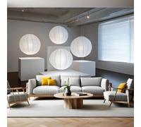 Papier Peint Panoramique Lanterne sphérique abstraite en papier 400 x 280 cm Poster Mural 3D Blanc Tapisserie Photo Intissée Fresque Salon Chambre Fond TV
