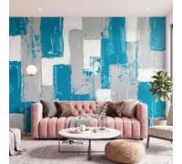 Papier Peint Panoramique Minimaliste Bloc de couleur Bleu Mural Design | Tapisserie Photo Géante Moderne Abstrait Peinture à l'huile Fresque Murale Papier Peint Intissée - 250 x 175 cm