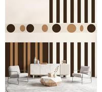 Papier Peint Panoramique Minimaliste Géométrique Mural, Rayé Cercle Papier | Peint Poster Intissé 350 x 256 cm, Décoration Fresque Murale Salon Chambre Cuisine Fond TV Décoration