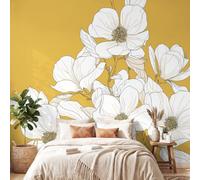 Papier Peint Panoramique Minimaliste Nordique 350 x 256 cm Poster | Murale,Papier Peint Panoramique Intissé Paysage Fleurs pour Salon Chambre Tête de lit - Décoration Murale
