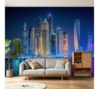 Papier Peint Panoramique Moderne Contemporain, Papier Peint Ville Gratte-ciels Architecture Eau, Murale Intissée 400 x 280 cm Non Tissé Décoration XXL Murale Pour Salon, Chambre