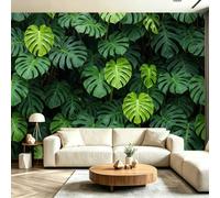 Papier Peint Panoramique Moderne Frais Décoration Murale 350 x 256cm | Géant 3D Papier Peint Intissé pour Salon Chambre Salle à Manger Chambre d'Enfant, Tropical Plante Feuille De Monstera Poster