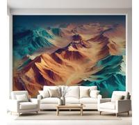 Papier Peint Panoramique Nature Fantaisie Dunes de sable Poster Mural, Désert du Taklamakan Montagnes Papier Peint Intissé Salon Chambre D'Enfant Chambre Canapé TV Fond Décoration - 200 x 140 cm