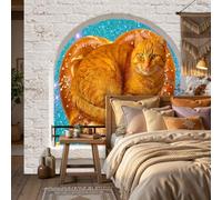 Papier peint panoramique nature Pop Art,Chat star des animaux créatifs murale intissée non adhésive,colle requise,184x127cm,décoration salon chambre,Papier peint panoramique effet fenêtre 3D