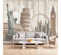 Papier Peint Panoramique Nostalgique Vintage Architecture, Papier Peint | Monument Fresque Murale Intissée - Décoration Murale 500x280 cm pour Salon Chambre Bureau Décor