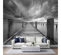 Papier Peint Panoramique Passerelle Bois Quai 250 x 175 cm Murale Photo | Photographie Côtière Murale Stickers Intissé pour Cuisine Chambre Salle Salon Décor Fond TV