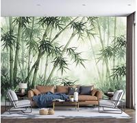 Papier Peint Panoramique Peinture À L'Encre Traditionnelle, 350x250cm Fresque Murale Forêt De Bambous Zen Poster Mural Décoration Murale Fond pour Salon, Chambre d'enfant, Chambre, Gris-Vert