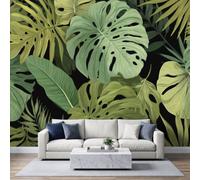 Papier Peint Panoramique Plantes Tropicales 250 x 175 cm sur mesure taille Fresque Murale 3D, Décoration Murale Monstera Vert Vintage Feuilles De Bananier, Papier Peint Intissé pour Salon Chambre