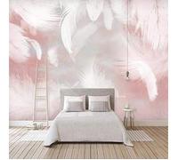 Papier Peint Panoramique Plume Rose Et Blanche Papier Peint Intissé 3D Tapisserie Poster Decoration Murale Chambre Salon-500x280cm