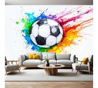 Papier Peint Panoramique Poster Géant Football aquarelle 400 x 280 cm noir 3D Tapisserie Photo Intissée Fresque Salon Chambre Fond TV