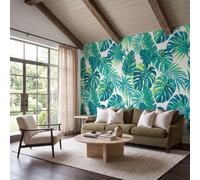 Papier Peint Panoramique Rétro Américain 200x140cm | Photo Poster Monstera Deliciosa Tropicale, Feuilles De Bananier Fresque Murale Soie Décoration Murale pour Salon Canapé TV Fond Décoration