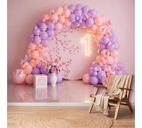Papier Peint Panoramique Romantique Arche de Ballons Guirlande Lumineuse Papillons 3D Mural Design, Tapisserie Photo Pour Salon Chambre D'Enfant Décoration Murale Intissée, 300 x 210 cm