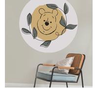 Papier Peint - Winnie Pooh Garland 125x125cm - Rond - Intissé - Adhésif, Multicolors G
