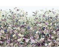 Papier peint panoramique sur intissée de Komar - Botanica - Taille: 368 x 248 cm, Vert, Violet, Pastel, Rose, Blanc