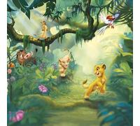 Papier Peint panoramique sur Papier de Komar - Disney Lion King Jungle - Taille: 368 x 254 cm, Bleu, Jaune, Vert, Turquoise
