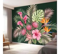Papier Peint Panoramique Tropical Plante Calla Protée Oiseau Du Paradis Feuille De Palmier Toison Mur Moderne Décoration Murale Salon Chambre á Coucherr Bureau Salle à Manger, 200 x 140 cm