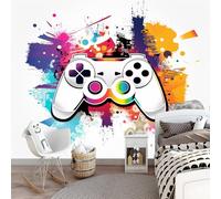 Papier Peint Panoramique Une Manette, 200 x 140 cm Papier Peint Intissé Fond De Graffiti Aquarelle Personnalisé Photo Murale pour Salon Chambre d'enfants restaurant Appartement Décoration Murale