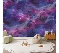 Papier Peint Panoramique Ville Bleu Violet Espace Rêveur 150 x 105 cm | Nébuleuse Étoiles Voie Lactée Espace Fresque Photo Murale Intissé Papier Peint Pour Salon Chambre D'Enfants Mural Décoration