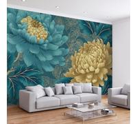 Papier Peint Panoramique Vintage Art Botanique Floral Chrysanthème, Affiche Murale Oriental Traditionnel 450L x 315H cm, Papier Peint Mural 3D pour Salon Chambre d'enfants Murale de Restaurant