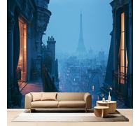 Papier Peint Panoramique Vue Nocturne Paris 150 x 105 cm