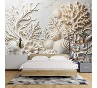 Papier Peint Photo 3D Océan 500X350Cm Motif Coquillages et Récifs Coralliens En Relief Grande Décoration Murale pour Chambre Salon Intérieur De Maison De Style Bord De Mer 500X350Cm/200X140Inch(