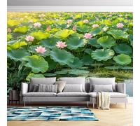 Papier Peint Photo Effet Étang De Lotus Papier Peint Panoramique Intissé Affiche Murale Pour Salon Et Chambre Décoration Intérieure Personnalisée Non Autocollant Étang De Lotus 368 Cm X 254 Cm