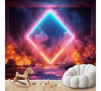 Papier peint photo effet néon 3D flammes style cyberpunk moderne, motif de décoration murale pour salon, chambre ou chambre d'enfant, 250 cm x 175 cm, poster/autocollant mural/image sans cadre