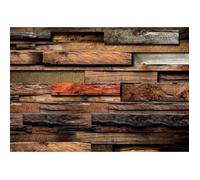 Papier Peint Photo INTISSÉ-(11916V8T)- MUR EN BOIS -368x254cm-8 lés-Mural Poster Géant XXL-Mer Beach Mer Océan Nature Jungle Forêt