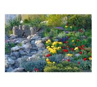 Papier Peint Photo INTISSÉ-(205044)-JARDIN DU CHÂTEAU EN PIERRE MINIATURE-300x223cm-6 lés-Mural Poster Géant XXL-Fleur Beach Mer