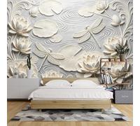 Papier Peint Photo Intissé 250 X 180 Cm Effet 3D Motif Lotus et Libellule Ambiance Zen Idéal pour La Chambre Le Salon Ou Toute Autre Pièce Dimensions : 250 X 180 Cm/ 100 X 72 Pouces (Largeur X