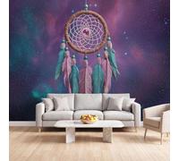 Papier Peint Photo Intissé Attrape-Rêves Cosmos Fantastique Poster - Papier Peint Panoramique Bohème Ethnique Non Tissé Muraux 400 x 280 cm Pour Salon Chambre Chambre D'Enfant Décoration Murale
