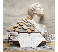 Papier Peint Photo Intissé Effet 3D en Relief Motif Pierre et Déesse Classique 500 x 350 cm Décoration Murale Artistique Sculpturale pour Salon Ou Chambre.