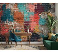 Papier peint photo mural - effet pierre, style industriel vintage, brique, intissé, moderne, pour salon, chambre, chambre d'ado, motif décoratif, 430 cm x 300 cm, poster - sticker mural - sans cadre