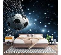 Papier Peint Photo Panoramique 3D Motif De Football Sportif Poster Papier Peint Intissé Bleu Foncé, Tapisserie Panoramique Salon, Décoration Mural Bureau Enfants Chambre 400x280 cm