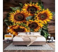 Papier Peint Photo Panoramique 3D Tournesol 3d Haute DéFinition Poster Papier Peint Intissé Jaune, Tapisserie Panoramique Salon, Décoration Mural Bureau Enfants Chambre 400x280 cm