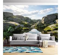 Papier Peint Photo Papier Peint Panoramique Mural Intissé Représentant Un Paysage De Ruisseau Rocheux Décoration Murale Personnalisée Pour Salon Et Chambre Non Autocollant 368 Cm X 254 Cm (L X H