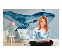 Papier peint photo Profhome 383001-GU papier peint intissé gaufré à chaud lisse avec un dessin infantile mat bleu bleu-pastel 3,71 m x 2,8 m