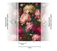 Papier peint photo Profhome 398621-GU papier peint intissé gaufré à chaud lisse avec un dessin floral mat rose rouge rose vif brun vert 1,59 m x 2,8 m