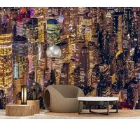 Papier peint photo « Skyline de New York la nuit » - Décoration murale moderne pour salon, chambre à coucher et chambre d'enfant - 150 cm x 105 cm - Autocollant mural - Peintures - Poster