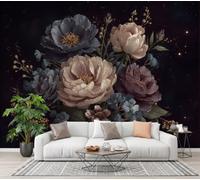 Papier Peint Photo Soie Luxe Vintage Bouquet Gros Plan, 350×256 CM | Pivoine Branche De Fleurs Lumière Des Étoiles Mur XXL Muraux,pour Salon Chambre,Revêtement Mural,Papier Peint 3D,Résistant aux UV