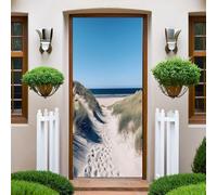 Papier Peint Porte 90x200 cm Paysage de dunes de plage Trompe l'oeil Sticker Poster Porte Trompe l'oeil Intérieure Muraux PVC pour Décoration Mur Salon Cuisine Chambre Salle de Bain