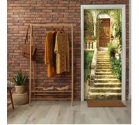 Papier Peint Porte Intissé 3D Escalier (91x211 cm Colle Inclus) pour Chambre Salon Photo Non Tissé Muraux Moderne Trompe l'oei
