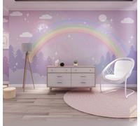 Papier peint pour chambre d'enfant - LIUXIN - Nuages violets et arc-en-ciel - 356x250 cm - Effet 3D